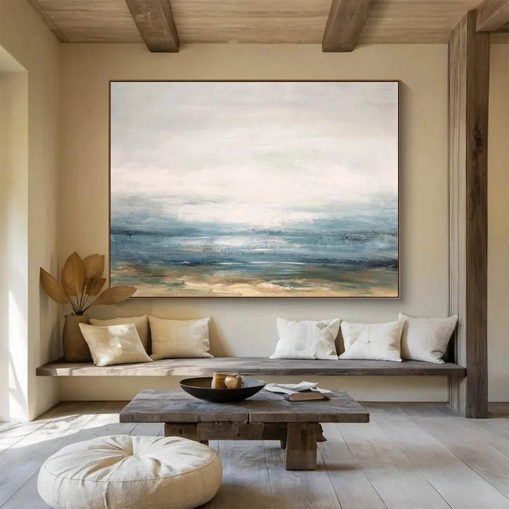 White Original Coastal Abstract Artwork 8UJZ8